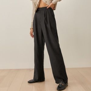 Reformation Earl Trouser Pants Women's Size 0 Black Wide Leg Full Length NEW